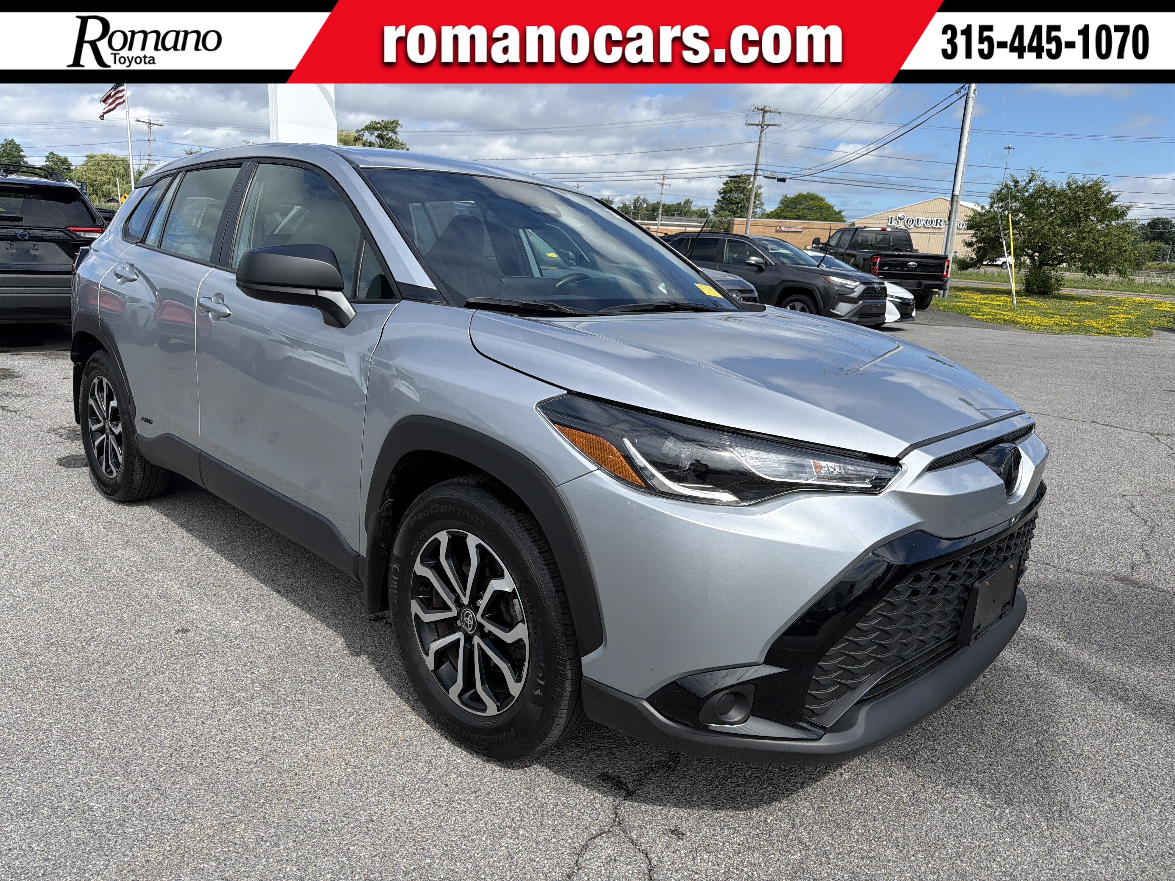 2024 Toyota Corolla Cross Hybrid S in Sonic Silver — front three-quarter view