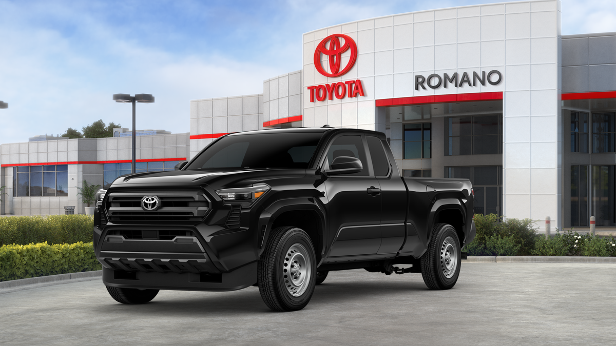 2026 Toyota Tacoma SR in Black — front three-quarter view