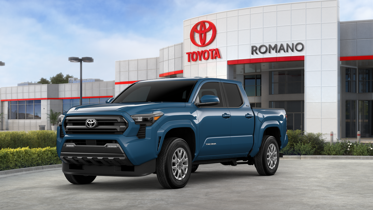 2026 Toyota Tacoma SR5 in Heritage Blue — front three-quarter view