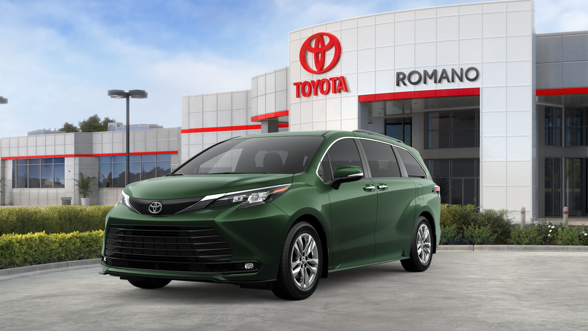 2026 Toyota Sienna XLE in Cypress — front three-quarter view